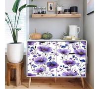 Générique papier peint adhesif 44 X500Lcm Vigne à Fleurs Violettes tapisserie murales papier peint Design floral autocollant, facile à appliquer sur murs lisses dans une chambre adulte Z261203