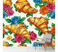Générique Papier Peint Adhésif Abstrait Fleur Rose Pain, Créatif Fleur Rose Murale 315 x 450 cm, Style Pastoral Stickers Muraux pour Salon Chambre Salle de Bain Autocollant Murale Décoration