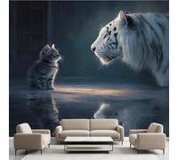 Générique Papier Peint Adhésif Chat Tigre Animal, Animaux Sauvages Murale 150 x 105 cm, Mignon Chat Stickers Muraux pour Salon Chambre Salle de Bain Autocollant Décoration Murale