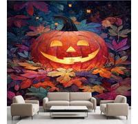 Générique Papier Peint Adhésif Citrouille Lanterne, Halloween Horreur Murale 150 x 105 cm, Feuilles Stickers Muraux pour Salon Chambre Salle de Bain Autocollant Décoration Murale