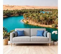 Générique Papier Peint Adhésif Imperméable Et Amovible, Motif Oasis Désertique, Paysage Naturel, Fresque Murale À Décoller Et À Coller, Pour Chambre Ou Salon, 200 Cm (H) X 300 Cm (L)