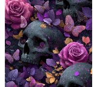 Générique Papier Peint Adhésif Mural 3D CrâNe Fleur Rose Gothique Durable Résistant à l'Eau et Nettoyage Facile Idéal pour Salle de Bain Comptoirs de Cuisine Papier Peint Autocollant 44 cm x 300 cm