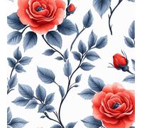 Générique Papier Peint Adhesif Mural Fleurs 40CM×15M Adhésif Épaissir Pour Meuble Chambre Armoire Papier Peint Feuillage Feuilles De Plantes à Fleurs De Rose Rouleau Decoratif Cuisine Lavable