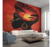 Générique Papier Peint Africain, 200x140, Noir Rouge