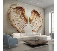 Générique Papier Peint Ailes d'ange Papier Peint Panoramique Plume 3D Papiers Peints Intissé Fresque Murale, Decoration Chambre Salon, 250 x 175 cm C0&RRD
