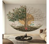 Générique Papier Peint Arbre de Vie, Motif Papier Peint Intissé Panoramique Arbre des Quatre Saisons 350x256 Wallpaper Pour Salon Chambre Deco Murale W41