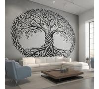 Générique Papier Peint Arbre de Vie, Motif Papier Peint Intissé Panoramique Mythologie Nordique Viking 200x140 Wallpaper Pour Salon Chambre Deco Murale W17