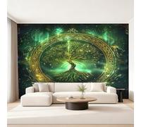 Générique Papier Peint Arbre de Vie, Motif Papier Peint Intissé Panoramique Viking Mythologie Nordique 280x200 Wallpaper Pour Salon Chambre Deco Murale W&58