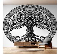 Générique Papier Peint Arbre de Vie Viking, Motif Papier Peint Intissé Panoramique Mythologie Nordique Celtique 350x256 Wallpaper Pour Salon Chambre Deco Murale W18