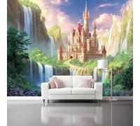 Générique Papier Peint Architecture Onirique Cascade Forêt, Multicolore Papier Peint Photo Fresque - Murale Art Décor Imprimé Tissu pour Salon Chambre à Coucher Autocollant 150 x 105 cm（WxH