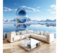 Générique Papier Peint Art Du Miroir 3D Panoramique intissé Murale Montagnes Et Lacs Enneigés Papier Peint xxl Fresque Murale Moderne Peinture Murale Décorative pour Salon Chambre 366x254 10yf235