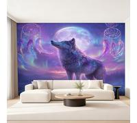 Générique Papier Peint Attrape-Rêves Loup, Motif Papier Peint Intissé Panoramique Attrape-Rêves 200x140 Wallpaper Pour Salon Chambre Deco Murale W24