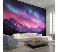 Générique Papier Peint Aurore Boréale Papier Peint Panoramique Paysage Nature Montagne Papiers Peints Intissé Fresque Murale, Decoration Chambre Salon Wallpaper, 150 x 105 cm LHB&V