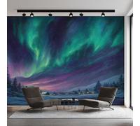 Générique Papier Peint Aurore Boréale Papier Peint Panoramique Paysage Naturel Papiers Peints Intissé Fresque Murale, Decoration Chambre Salon Wallpaper, 200 x 140 cm VOO&Z
