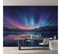Générique Papier Peint Aurore Boréale Papier Peint Panoramique Paysage Naturel Papiers Peints Intissé Fresque Murale, Decoration Chambre Salon Wallpaper, 500 x 260 cm 26&GI