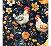 Générique Papier Peint Auto-adhésif Bleu Foncé Mat épais 45X1000CM Fleurs Herbe Poules Film Imperméable Autocollant Amovible Meuble Salon Salle de Bain Cuisine Chambre Armoire Decoratif