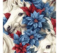 Générique Papier Peint Auto-adhésif Cheval Animal 30CM×12M Vintage Bleu Rouge Floral Autocollant Amovible PVC Vinyle Film Imperméable Meuble Decoratif Salon Salle de Bain Chambre Armoire