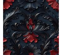 Générique Papier Peint Auto-adhésif Fleurs 30CM×12M Vintage Damas Noir Et Rouge Autocollant Amovible PVC Vinyle Film Imperméable Meuble Decoratif Salon Salle de Bain Chambre Armoire