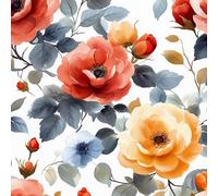 Générique Papier Peint Auto-adhésif Fleurs 40CM×12M Vintage Fleur De Plante Rouge Jaune Autocollant Amovible Vinyle Film Imperméable Meuble Decoratif Salon Salle de Bain Chambre Armoire