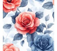 Générique Papier Peint Auto-adhésif Fleurs 50CM×12M Vintage Motif Floral De Rose Rouge Autocollant Amovible Vinyle Film Imperméable Meuble Decoratif Salon Salle de Bain Chambre Armoire