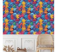Générique Papier Peint Auto-adhésif Motif De Puzzle Coloré Mat épais 45X2000CM Simple Film Imperméable Autocollant Amovible Meuble Salon Salle de Bain Cuisine Chambre Armoire Decoratif