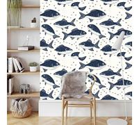 Générique Papier Peint Auto-adhésif Poisson De Dessin Animé Mat épais 45X200CM Océan Thème Film Imperméable Autocollant Amovible Meuble Salon Salle de Bain Cuisine Chambre Armoire Decoratif