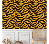 Générique Papier Peint Auto-adhésif Rayures De Tigre 50CM×12M Vintage Texture Dorée Du Tigre Autocollant Amovible PVC Vinyle Film Imperméable Meuble Decoratif Salon Salle de Bain Chambre Armoire