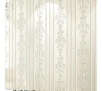 Générique Papier peint autocollant 53 cm × 10 m, revêtement mural en tissu non tissé à motif floral européen 3D, papier peint autocollant for salon et chambre à coucher.(On-white B3)