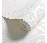 Générique Papier peint autocollant 53 cm × 10 m, revêtement mural en tissu non tissé à motif floral européen 3D, papier peint autocollant for salon et chambre à coucher.(On-white A1)