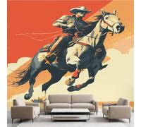 Générique Papier Peint Autocollant Western Cow-Boys Chevaux, Vintage Minimalisme Decoration Stickers Muraux, Hippie Bohême Vinyle Murale Poster pour Chambre Salon Cuisine Adhesif Meuble 400 x 280 cm