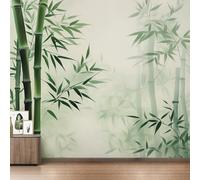 Générique Papier Peint Bambou Papier Peint Panoramique Chinois Feuille Verte Asiatiques Japonais Papiers Peints Intissé Fresque Murale, Decoration Chambre Salon Wallpaper, 200 x 140 cm GI&3