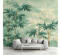 Générique Papier Peint Bambou Vert Panoramique 300 x 210 cm, Papier Peint Intissé Bambou Feuilles Botanique Décoration Murale, Papiers Peints pour Salon Chambre saf-10