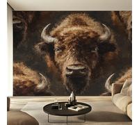 Générique Papier Peint Bison d'Amérique, Motif Papier Peint Intissé Panoramique Animaux Sauvages Faune Sauvage 250x175 Wallpaper Pour Salon Chambre Deco Murale W35