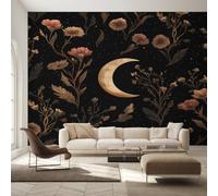 Générique Papier Peint Botanique, Motif Papier Peint Intissé Panoramique Lune Corps Célestes 200x140 Wallpaper Pour Salon Chambre Deco Murale W9