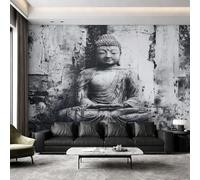 Générique Papier Peint Bouddha Noir et Blanc Panoramique 310 x 250 cm, Papier Peint Intissé Méditation Zen Spirituelle Décoration Murale, Papiers Peints pour Salon Chambre saf-4