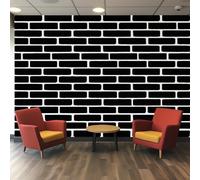 Generique Papier Peint Brique Panoramique Murale, Intissé Papier Peint Noir Et Blanc Pierre Salon Chambre Cuisine, Brique Decoratif Mural 200 x 140 cm