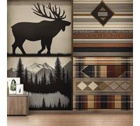 Générique Papier Peint Cabane Rustique Papier Peint Panoramique élan Cerf Aztèque Occidental Papiers Peints Intissé Fresque Murale, Decoration Chambre Salon Wallpaper, 200 x 140 cm GI&3