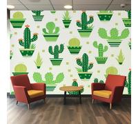 Générique Papier Peint Cactus 310X250cm, Papier Peint Intissé Dessin Animé Plantes Succulentes Mignon Salon Chambre Panoramique Decoration, Fresque Murale Décoration Murale D14