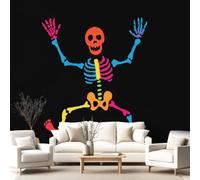 Générique Papier Peint Cartoon, Étrange, Amusant Papier Peint Panoramique 300 x 210 cm Pour Salon Chambre D'Enfant décoration Chambre d'Enfant Décoration Murale Squelette, Crâne, Mains