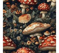 Générique Papier peint Champignon Rouge épais mat 44x600 cm à décoller et à coller Rétro Forêt papier de contact autocollant en plastique avec dos adhésif couverture de plan de travail table