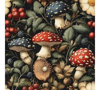 Générique Papier peint Champignons Fleuri épais mat 44x300 cm à décoller et à coller Rétro Forêt papier de contact autocollant en plastique avec dos adhésif couverture de plan de travail table