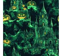 Générique Papier peint Château D'Halloween épais mat 44x200 cm à décoller et à coller Citrouille Magie papier de contact autocollant en plastique avec dos adhésif couverture de plan de travail table
