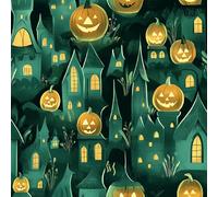 Générique Papier peint Château D'Halloween épais mat 44x200 cm à décoller et à coller Citrouille Magie papier de contact autocollant en plastique avec dos adhésif couverture de plan de travail table