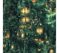 Générique Papier peint Château D'Halloween épais mat 44x600 cm à décoller et à coller Citrouille Magie papier de contact autocollant en plastique avec dos adhésif couverture de plan de travail table