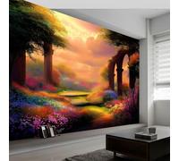 Générique Papier Peint Chemin Du Jardin Enchanté250 x 175 cm Décoration Papier Peint Moderne Rose Murale facile à nettoyer, idéale pour chambre et salon, avec un design unique et moderne