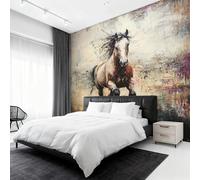 Générique Papier Peint Cheval, Motif Papier Peint Intissé Panoramique Ferme Rustique 250x175 Wallpaper Pour Salon Chambre Deco Murale W&81