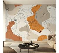 Générique Papier Peint Cheval Papier Peint Panoramique Abstrait Moderne du Milieu du Siècle Papiers Peints Intissé Fresque Murale, Decoration Chambre Salon Wallpaper, 100 x 70 cm 6&-B6