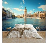 Générique Papier Peint Cité De Londres Big Ben Panoramique Peinture Murale Interieur 300x210 cm pour Salon Chambre à Coucher D'Enfant Maison Décoration Murale, Bleu