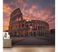 Générique Papier Peint Colisée Papier Peint Panoramique Rome Coucher de Soleil Papiers Peints Intissé Fresque Murale, Decoration Chambre Salon Wallpaper, 200 x 140 cm GI&3