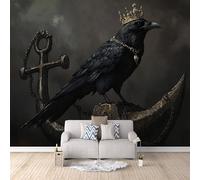 Générique Papier Peint Corbeau 500 × 280 cm - Décoration Murale Corbeau à Ancre Noire Moderne - Tapisserie Murales Papier Peint intissé pour Chambre Salon - Poster Tableaux Photo Muraux